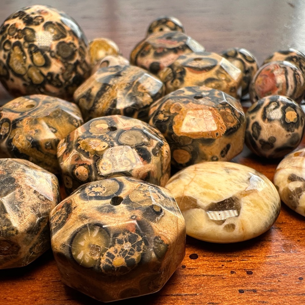 Vintage leopard jasper beads - leopard skin jasper, gemstones, promote balance